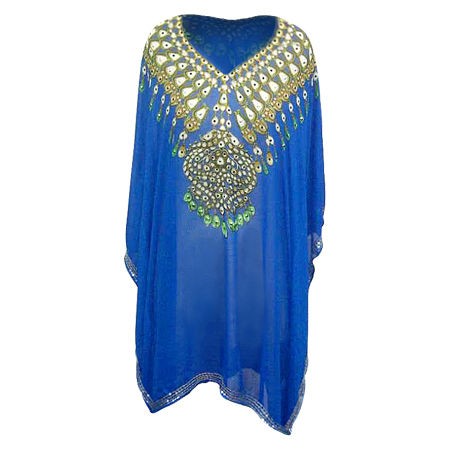 BNWT LADIES CRYSTAL EMBELLISHED NECKLACE DESIGN CHIFFON KAFTAN /TUNIC 