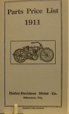 Harley   Davidson 1911 Parts Price List Catalog Fully Illustrated 