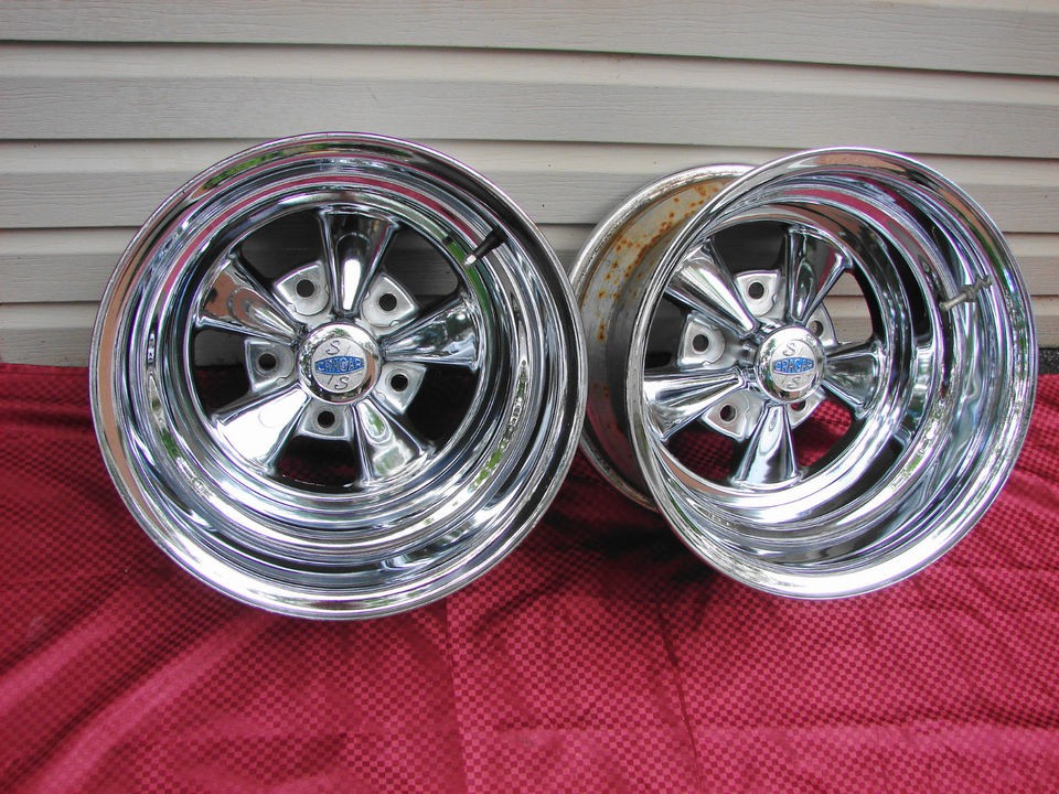 VINTAGE CRAGAR SS CHROME WHEELS 15X10 5 BOLT 5.5 BOLT CIRCLE FORD 