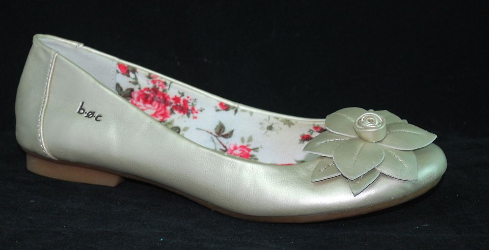 BORN BOC Darling Pewter Leather Flower Vamp Ballet Flat 38 7.5 8 Worn 