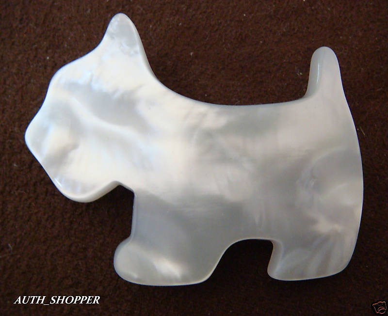 AGATHA PARIS SCOTTIE Dog SHELL small WHITE HAIR clip