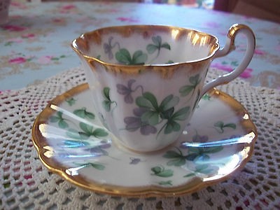 Adderley Fine Bone China Flying Shamrocks with Gold Tea Cup and Saucer