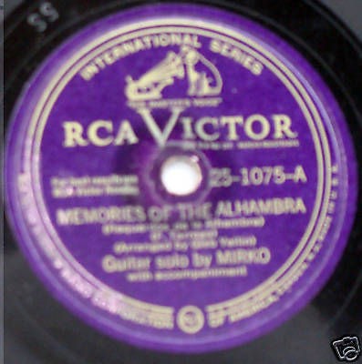 MIRKO MEMORIES OF THE ALHAMBRA USA guitar 78 rpm