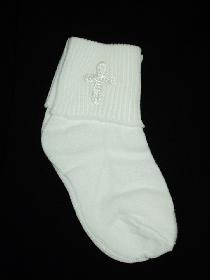 BOYS Christening Baptism WHITE CROSS Socks