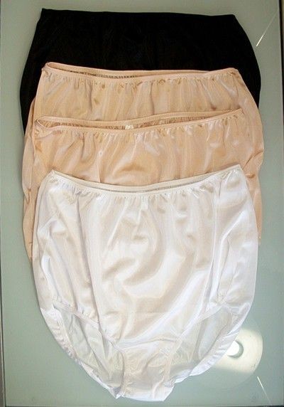 SILKY VINTAGE STYLE SISSY NYLON BRIEFS (3c) sz 7 13