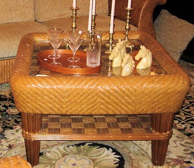 REDUCED Lexington Henry Link Wicker Rattan Coffee Cocktail Table