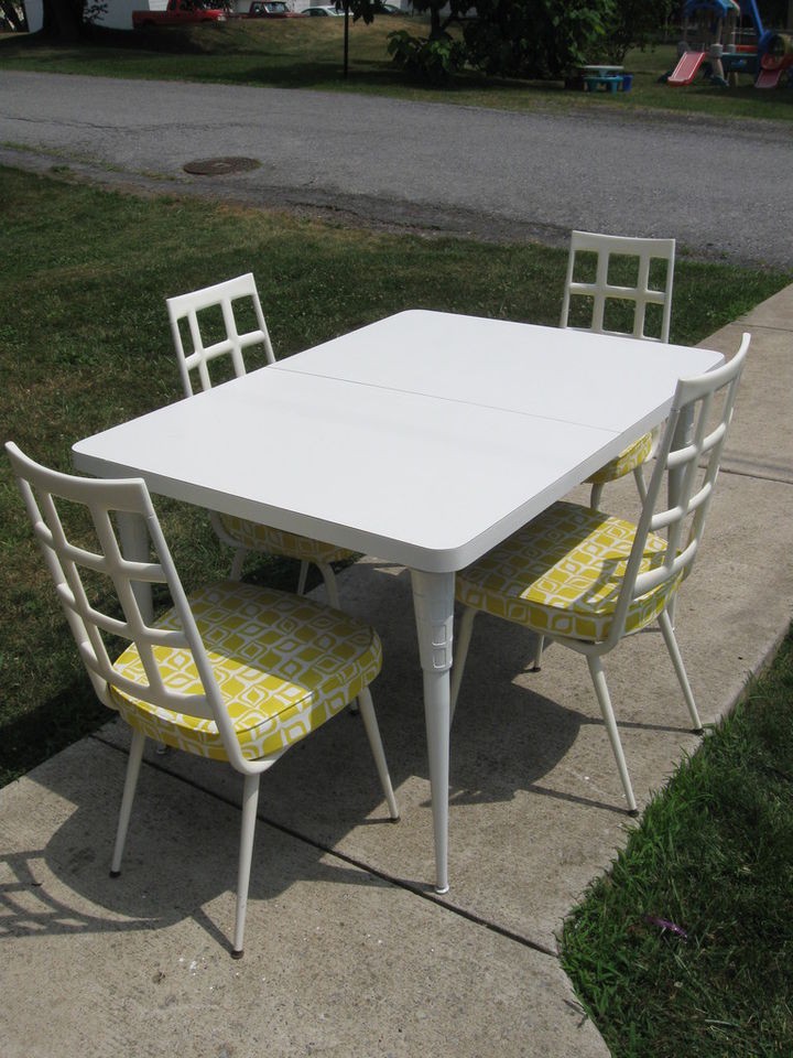 CHROMCRAFT DINETTE 1960 MID CENTURY MODERN YELLOW WHITE