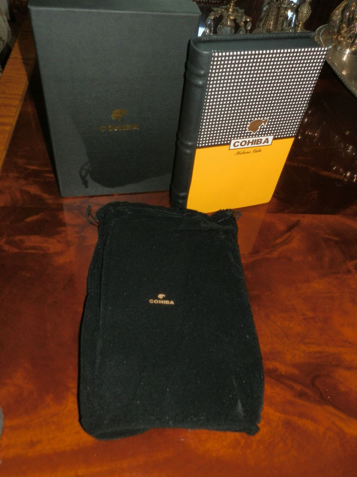 SWEET COHIBA LEATHER TRAVEL HUMIDOR W/ HYGROMETER & HUMIDIFICATION 