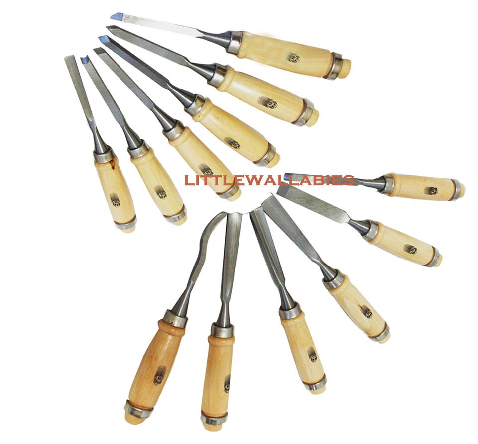 HD 12pc 8 Wood Carving Chisels Tool Set Kit Heavy Duty 8 inch