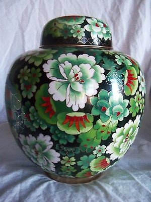   Cloisonne GINGER JAR Chrysanthemum Decoration Rare Chinese Mark