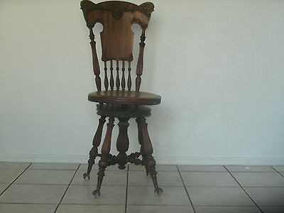 Antique Holtzman Piano Chair, High Back circa 1890s