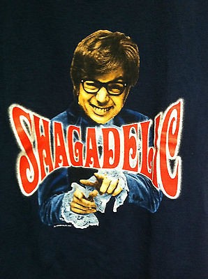 AUSTIN POWERS 1998 SHAGADELIC SHALL WE SHAG NOW OR LATER? LARGE SHIRT 