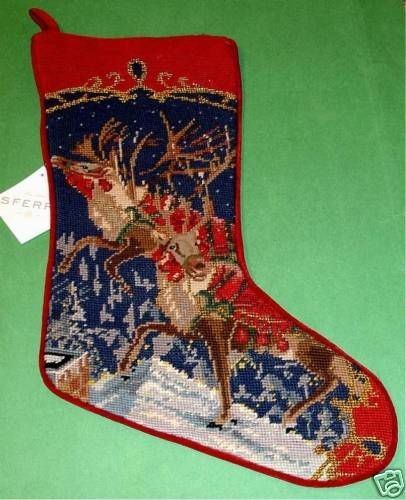 needlepoint christmas stocking in Home & Garden