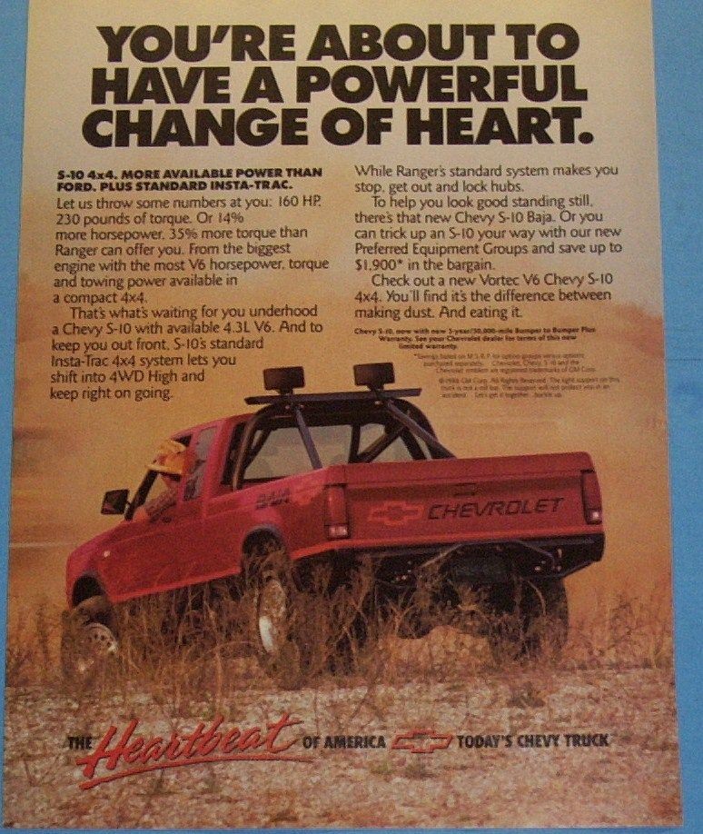 1989 CHEVROLET S 10 4X4 PICKUP TRUCKPOWERFU​L V 6 AD