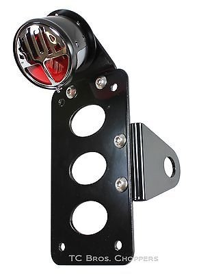 STOP Side Mount Tail Light License Plate Bracket XS650 Bobber Chopper 