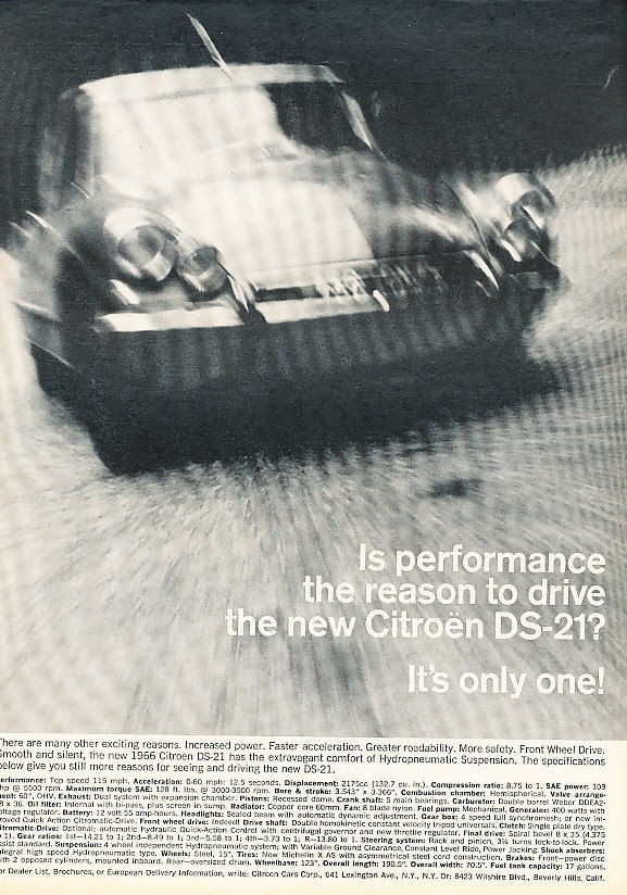 1966 Citroen DS21 DS 21   driven   Classic Vintage Advertisement Ad 