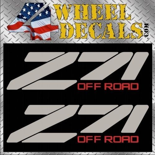   Road Decals / Stickers Chevy Silverado 4x4 GMC Sierra SLE (Gray/Red