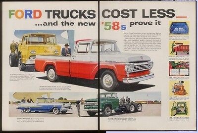 1958 Ford F 100 pickup semi tilt cab Ranchero truck ad