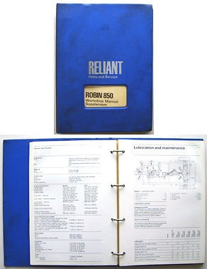 Reliant Robin 750 850 Saloon & Van Workshop Manual