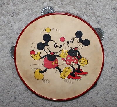   HIGH GRADE DISNEY 1930s MICKEY MOUSE TAMBOURINE BY NOBLE AND COOLEY