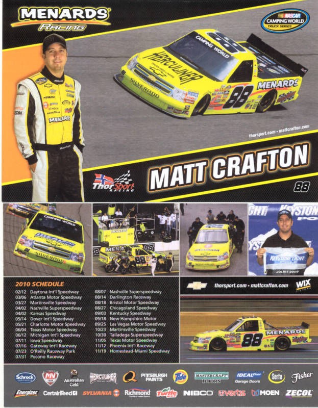 2010 MATT CRAFTON #88 HERCULINER CWTS POSTCARD