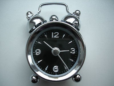 Mini Alarm Clock. Retro Style. Pointers and Digits Metal Chrome Finish 