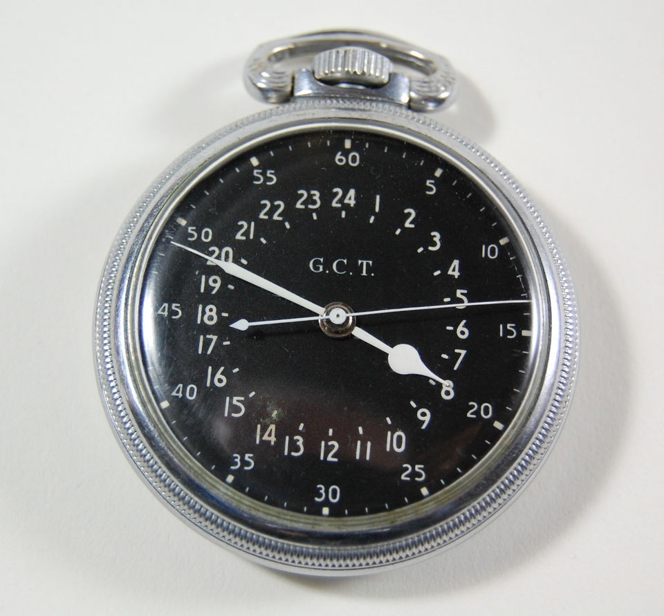   Size 16 Greenwich Civil Time GCT Military Pocket Watch 4992B 24hr Dial