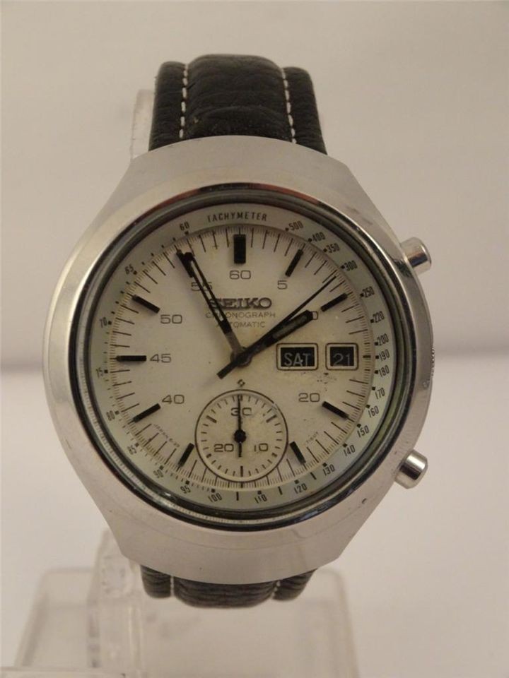   VINTAGE MENS SEIKO HELMET 6139 7100 AUTOMATIC CHRONOGRAPH WATCH