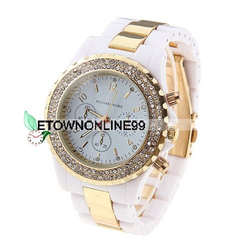   Fashion Gold Decoration Round Golden Case Mens Womens Watch 3929