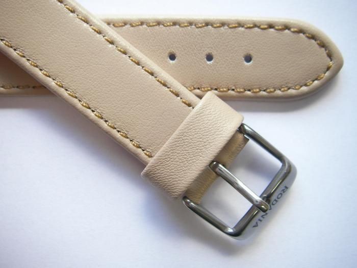 Rodania beige stitched leather watch band 18 mm