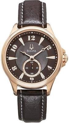 Bulova 97L113 Adventurer Mother of Pearl/Rose Dial Leather Strap Women 