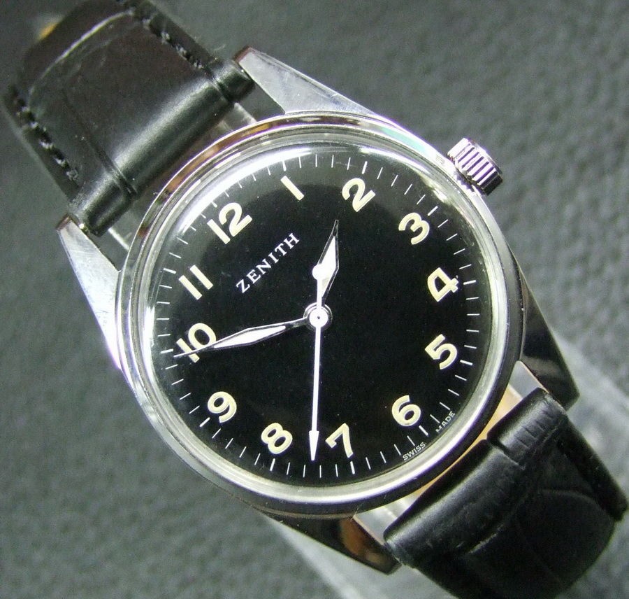 Vintage Zenith Manual Mans Watch Black Dial