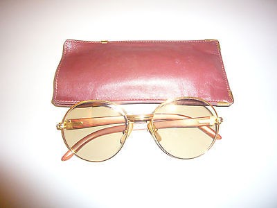 CARTIER Mens Sunglasses AUTHENTIC beautiful Wood Gold trim