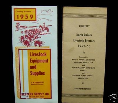 LIVESTOCK NORTH DAKOTA BREEDERS DIRECTORY 1952 1953 & EQUIPMENT 