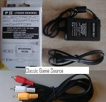 AC Power Adapter + AV Cable for PS2 Playstation 2 Slim