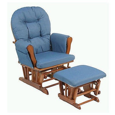 Storkcraft Hoop Glider & Ottoman   Cognac with Denim Cushions