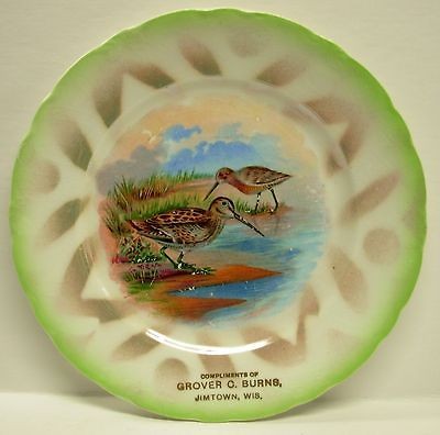   McNicol Pottery Porcelain Souvenir Plate Lustre Shore Birds Jimtown WI