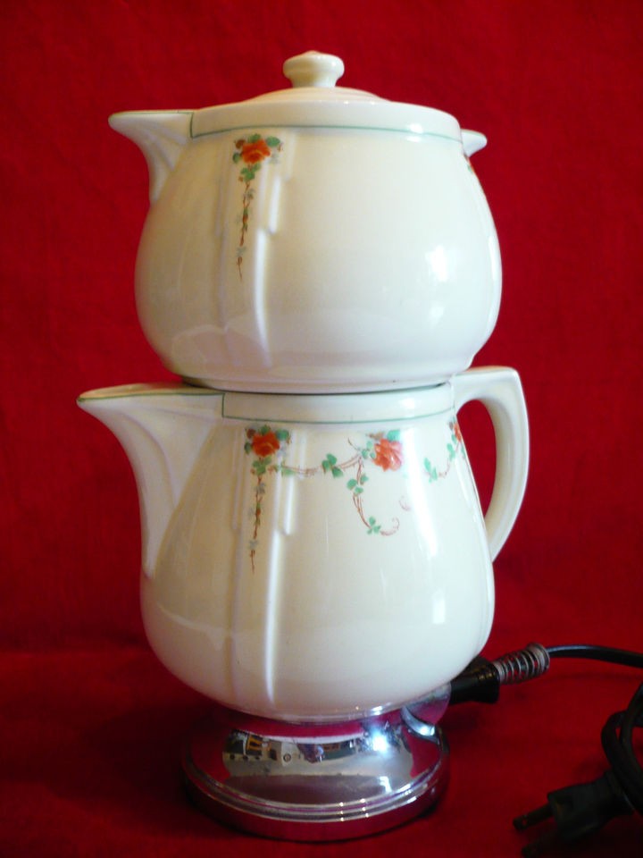   Royal Rochester Porcelain Jordan Coffee Maker Electrodrip Floral Rose