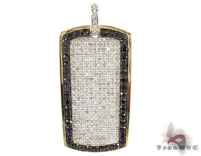 Mens Diamond Dog Tag Round Cut G Color 14k Yellow Gold 8.00ct