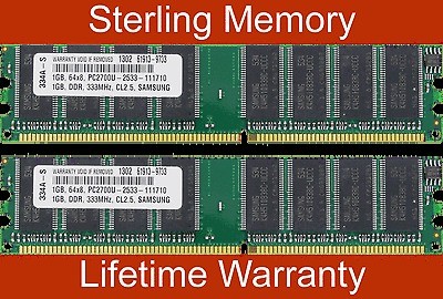 2GB (2X1GB) MEMORY FOR HP BUSINESS D330 MT D520 D530 D538 DC5000 