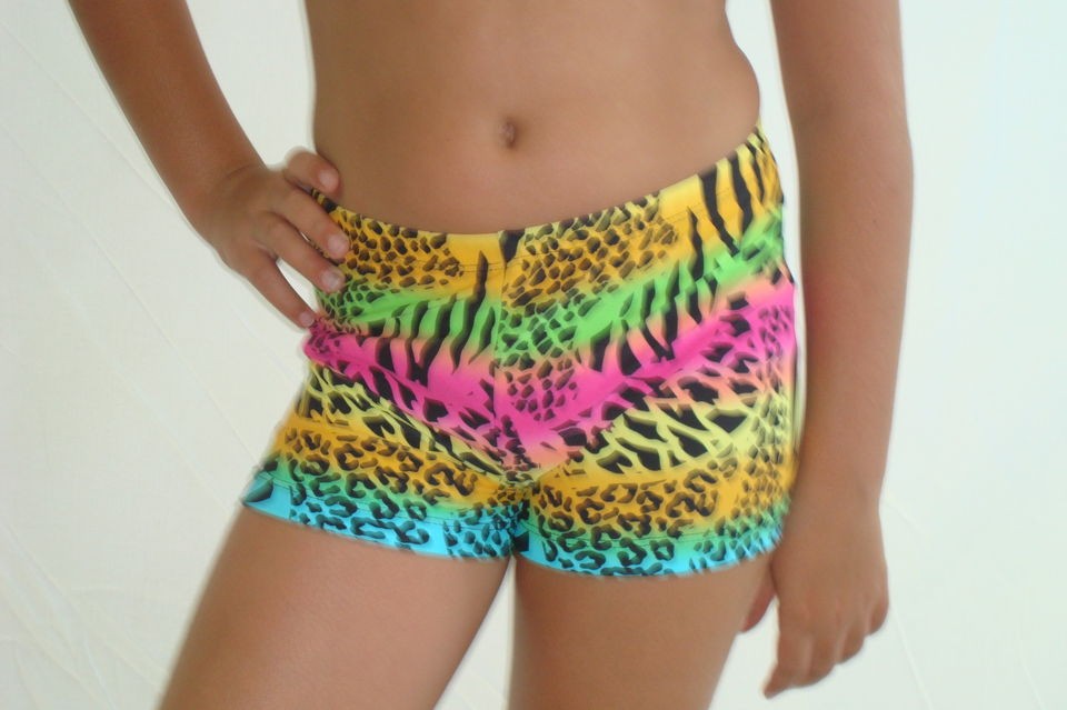 Spandex volleyball/che​er/gymnastic/d​ance rainbow animal print