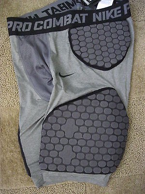 NIKE PRO COMBAT GRAY PADDED DRI FIT COMPRESSION FOOTBALL SHORTS 4XL 4X