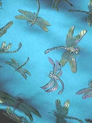 Bright T.Blue Dragonfly CHINESE BROCADE FABRIC 1.5 YARDs Dressmaking
