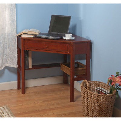 Corner Computer Desk Home Furniture Office Solid Cherry Wood Cabinet 