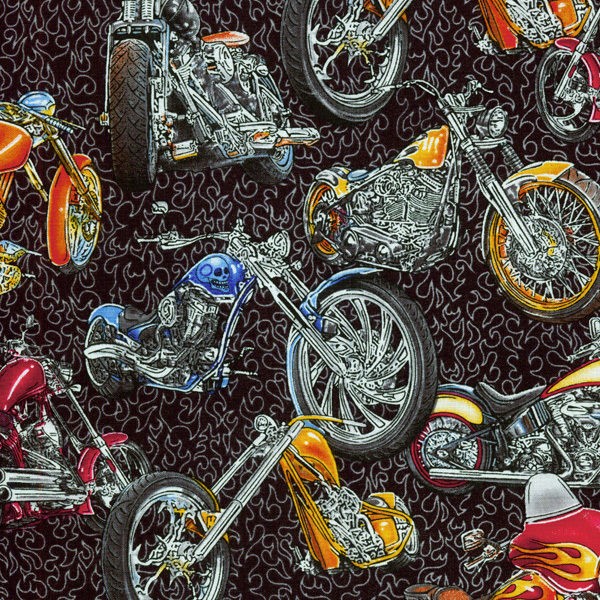 Yard Quilt Cotton Fabric  RJR Dan Morris Rolling Thunder Motorcycles 