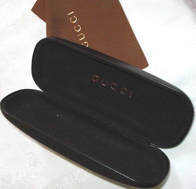 GUCCI vtg AUTH leather CASE eyeglasses sunglasses CHOC BROWN HARD CASE 