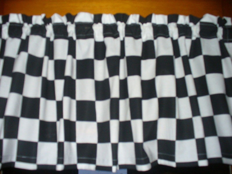 Checkered Flag Nascar Retro Chef Black White Bedroom Kitchen Window 