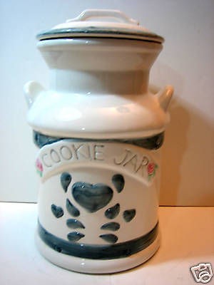 Cookie Jar Ceramic Old Milk Can Style Heart Decor