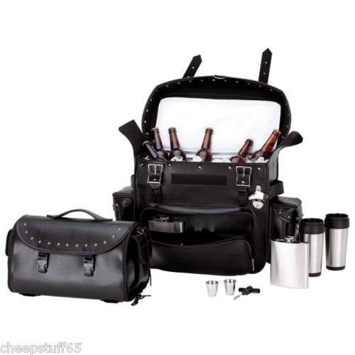 10pc Biker Bar Motorcycle Trunk & Barrel Bag Cooler Set