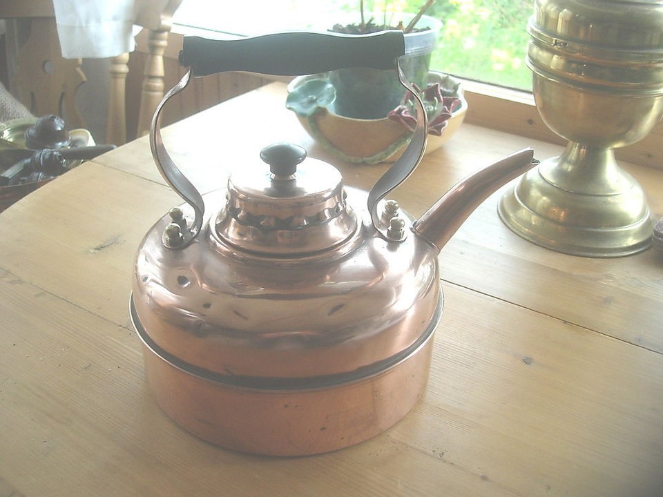 VINTAGE 1930S 40S COPPER SIMPLEX GAS QUICK BOIL KETTLE WITH BAKELITE 